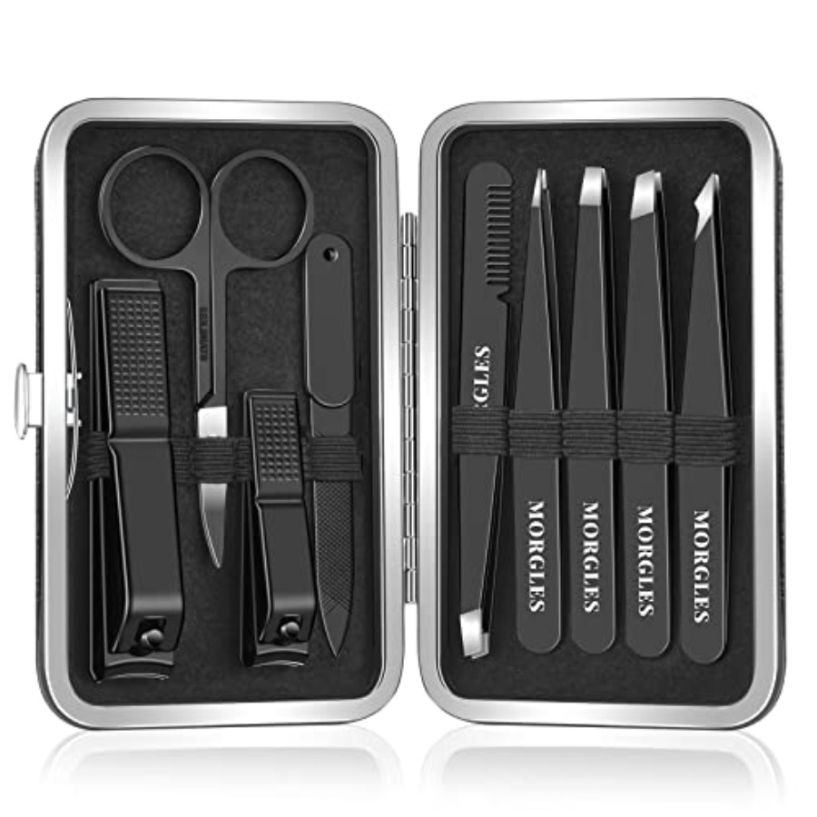 zz-Tweezers Set for Men 9 Pcs  - Mens Grooming Kit Case 评论和价格